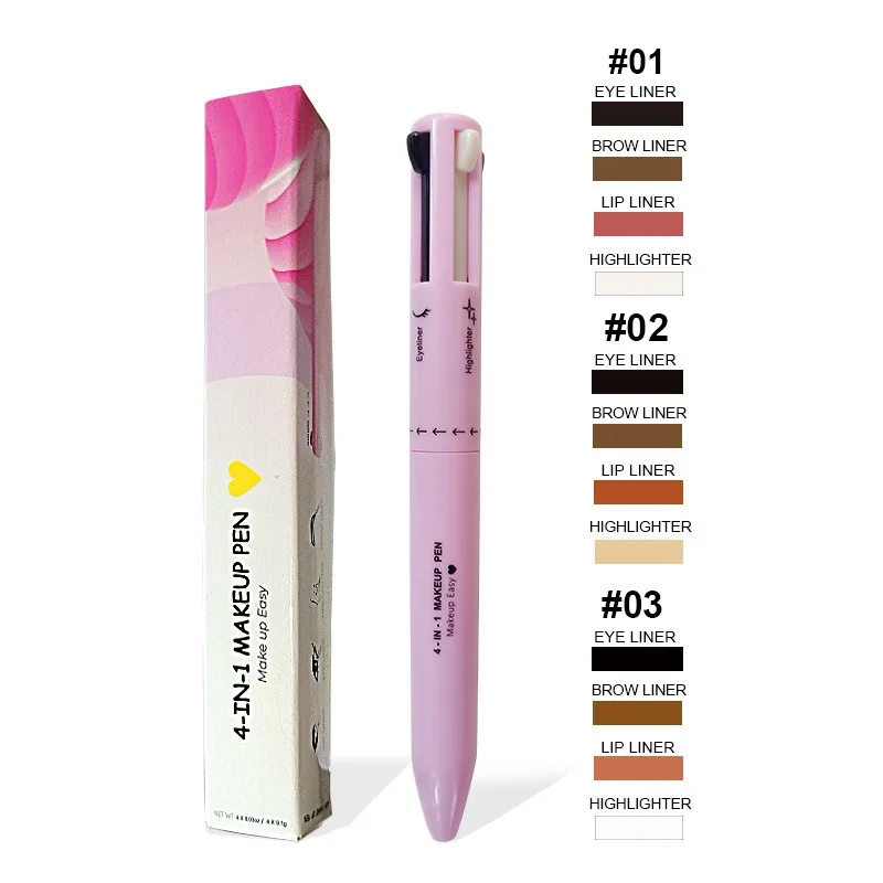 Beauty Makeup Drawing - 4 in 1アイブロウペンシルリップライナーハイライターペン防水描画アイブロウロングラスティングイージーカラーアイライナーメイクアップビューティーツール