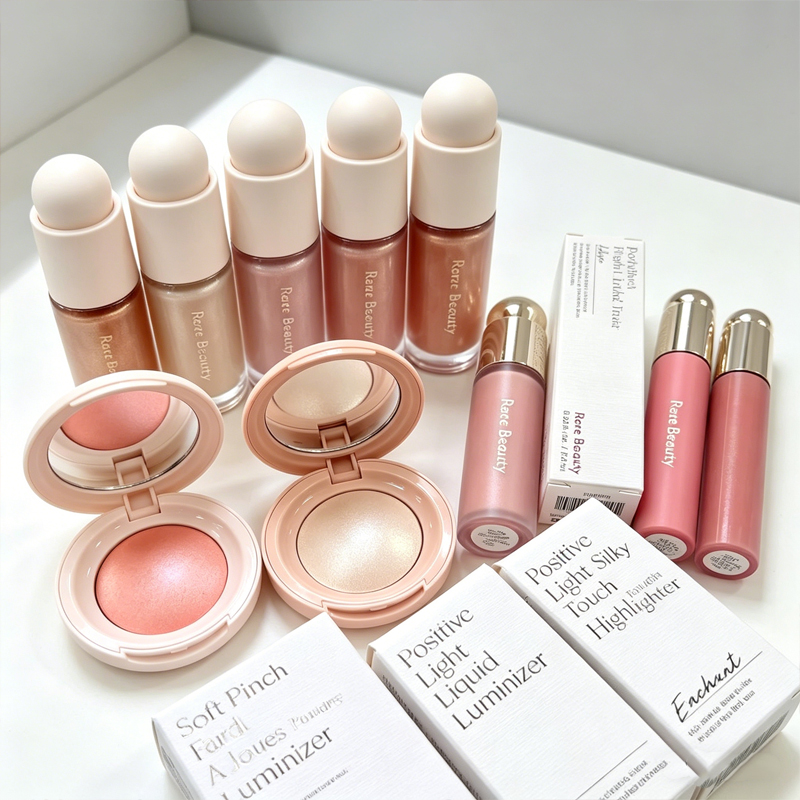 Rare Beauty Makeup Highlighter - レアビューティー パウダーブラッシュ ハイライト ブライトン ハイライター ミラー付き