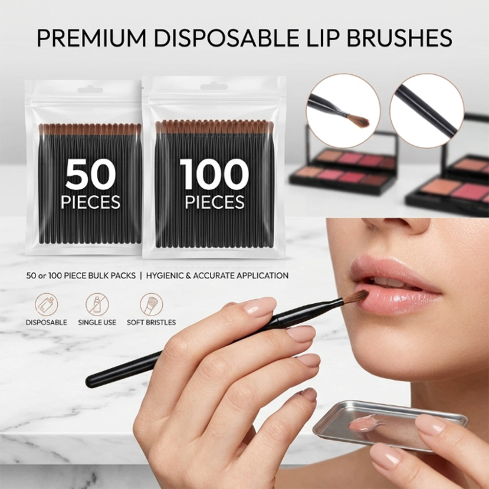 Beauty Home Makeup - 50/100 個使い捨てリップブラシセット口紅グロスワンドアプリケーターメイクアップブラシプロフェッショナル美容化粧品ツール