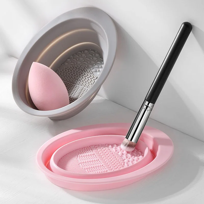 Beauty Home Makeup - 折りたたみ式シリコンメイクブラシクリーナーボウル化粧品クリーニングマットファンデーションアイシャドウブラシ洗浄ツール美容用品