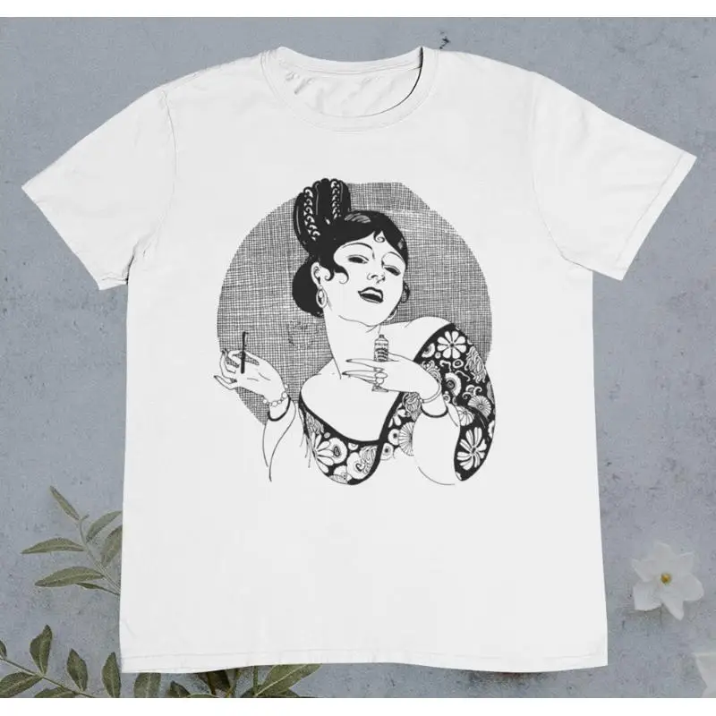 Beauty Makeup Drawing - ヴィンテージ美しい女性の描画Tシャツメイクアップ100プレミアムコットン