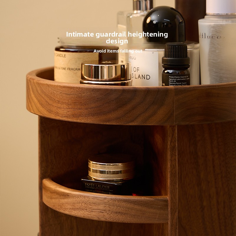 無垢材回転式メイクアップオーガナイザー、デスクトップ収納ラッ - Beauty Makeup Table のレビューと価格