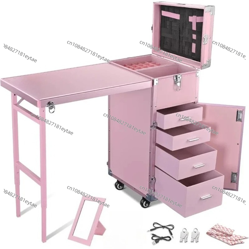 折りたたみ式ネイルテーブル、メイクアップトレインケース付きデ - Beauty Makeup Table のレビューと価格