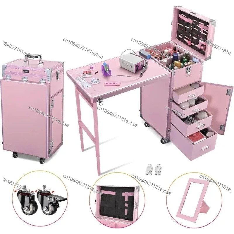 折りたたみ式ネイルテーブル、メイクアップトレインケース付きデ - Beauty Makeup Table のレビューと価格