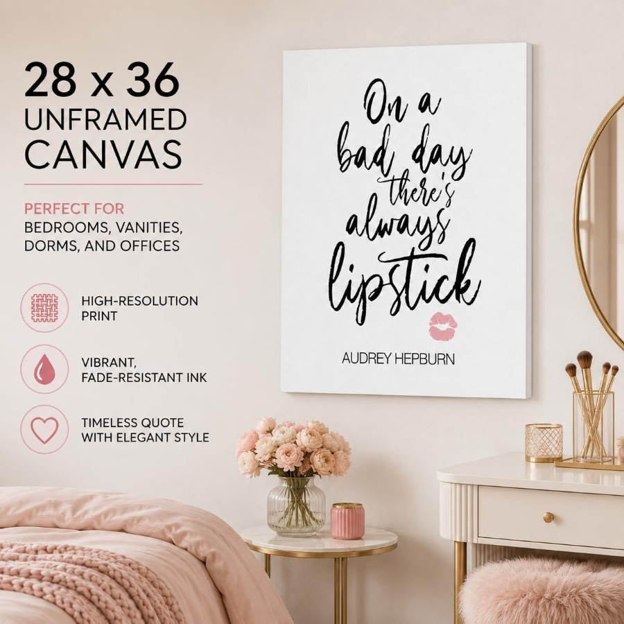 「嫌な日でも、口紅は必ずある」の名言をプリントした壁飾り。サ - Beauty Makeup Quotes Funny のレビューと価格