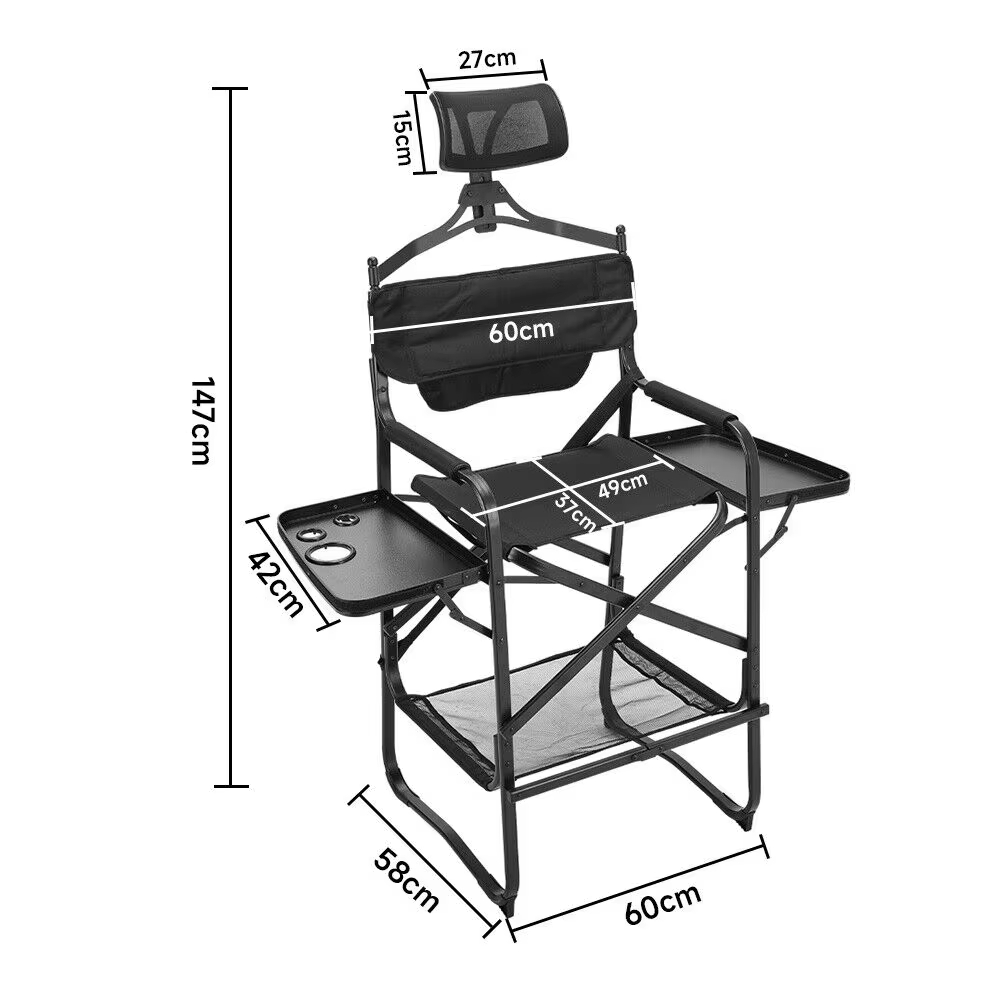 背の高いディレクターズチェア、頑丈なバーハイト折りたたみ式メ - Beauty Makeup Table のレビューと価格