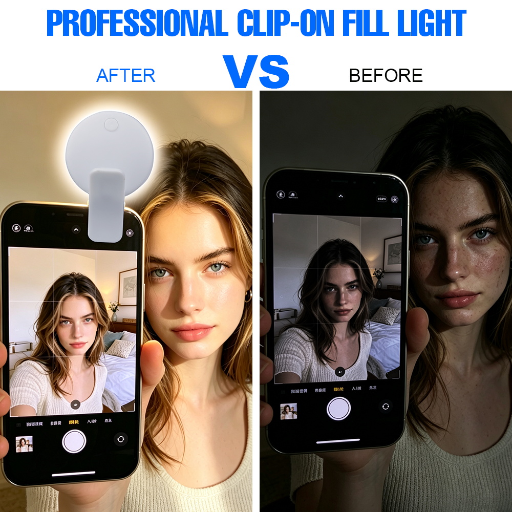 ポータブルクリップオン自撮り補助光 3段階の明るさ 2つのラ - Led Ring Light のレビューと価格