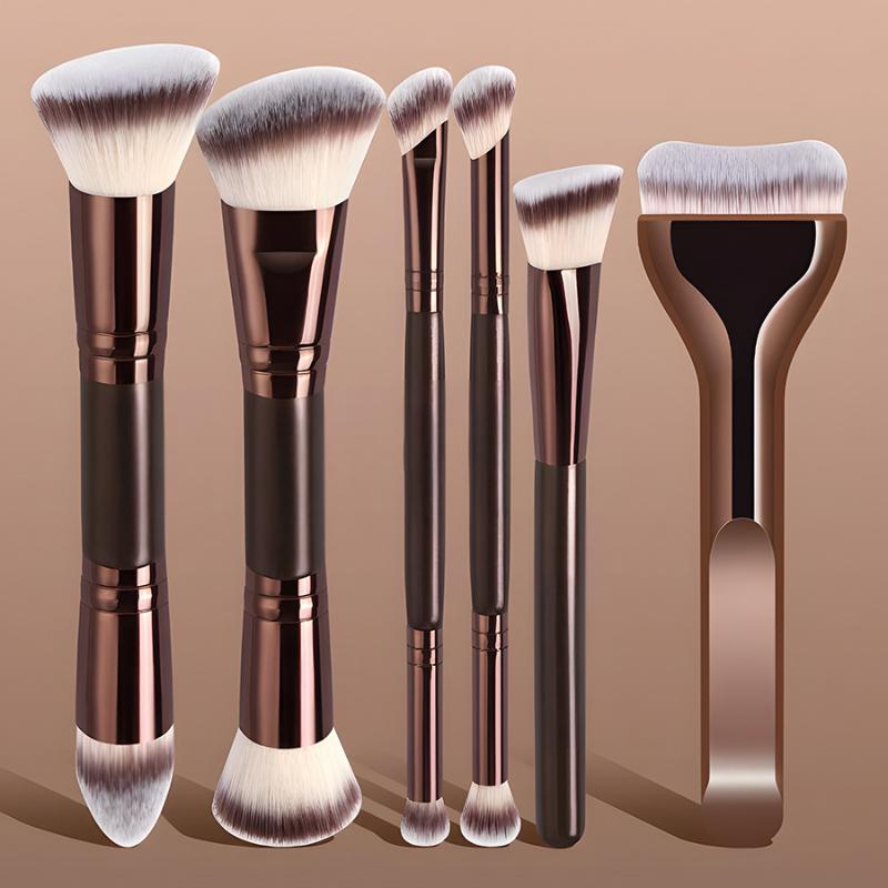 ダブルヘッドフェイスメイクブラシセットソフトファイバーファン - Huda Beauty Makeup Brush Set のレビューと価格
