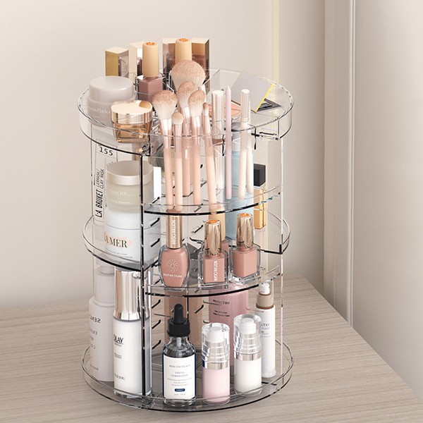 360度回転式化粧品収納ラック（棚板調整可能）—頑丈で電源不 - Beauty Makeup Table のレビューと価格
