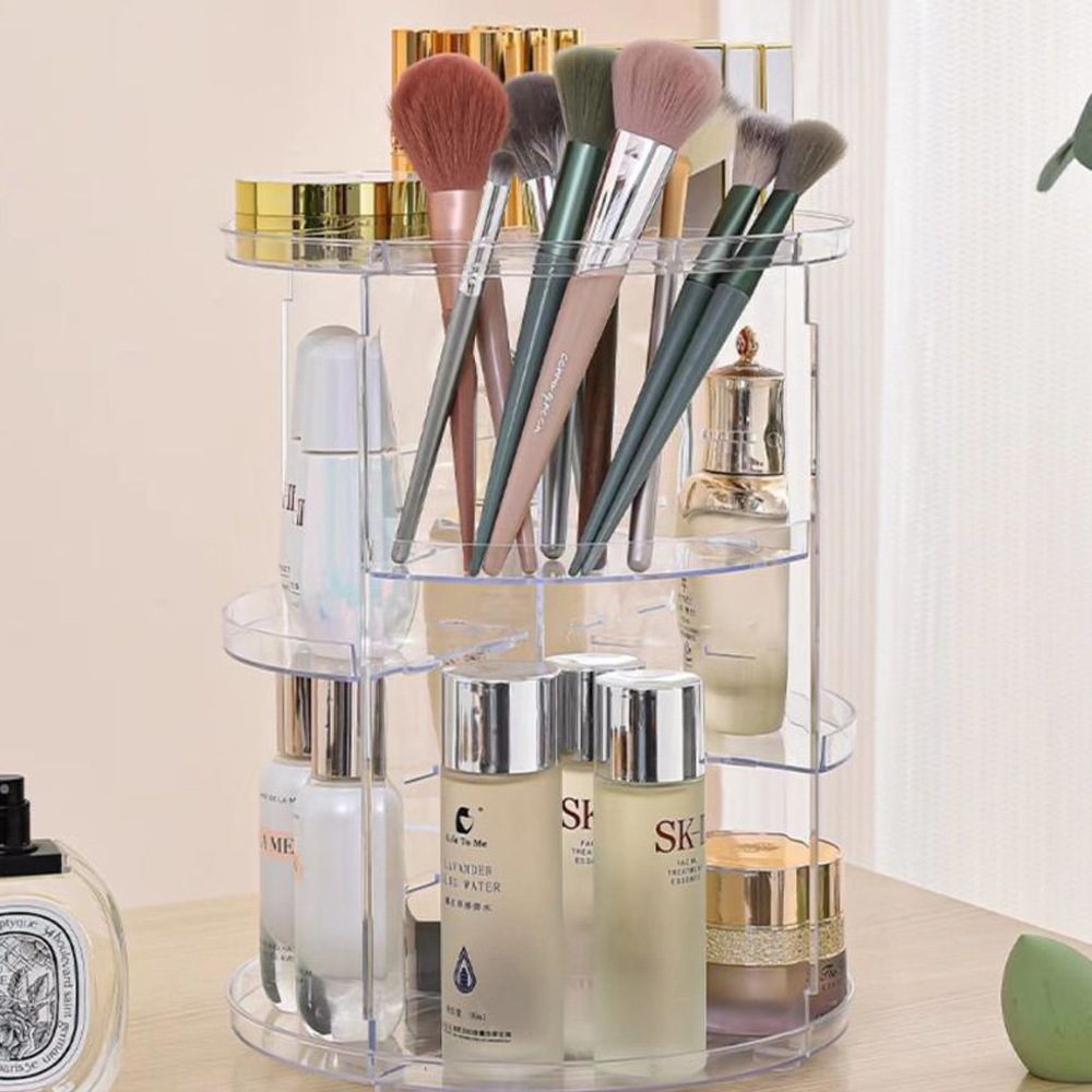 360度回転式化粧品収納ラック（棚板調整可能）—頑丈で電源不 - Beauty Makeup Table のレビューと価格