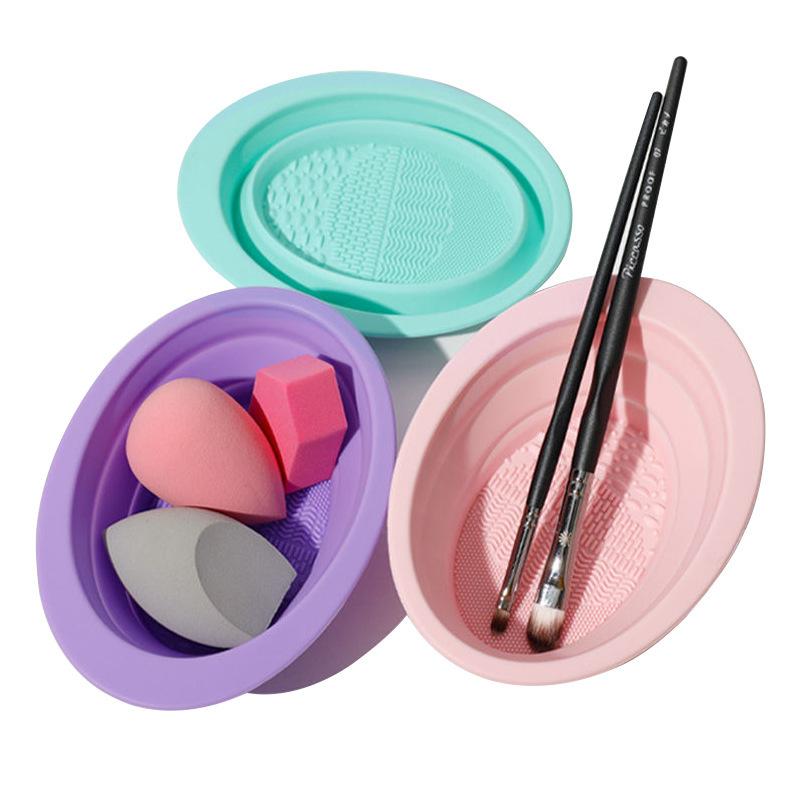 折りたたみ式パウダーパフ洗浄ボウル アイシャドウブラシ洗浄マ - Beauty Makeup Organizer のレビューと価格