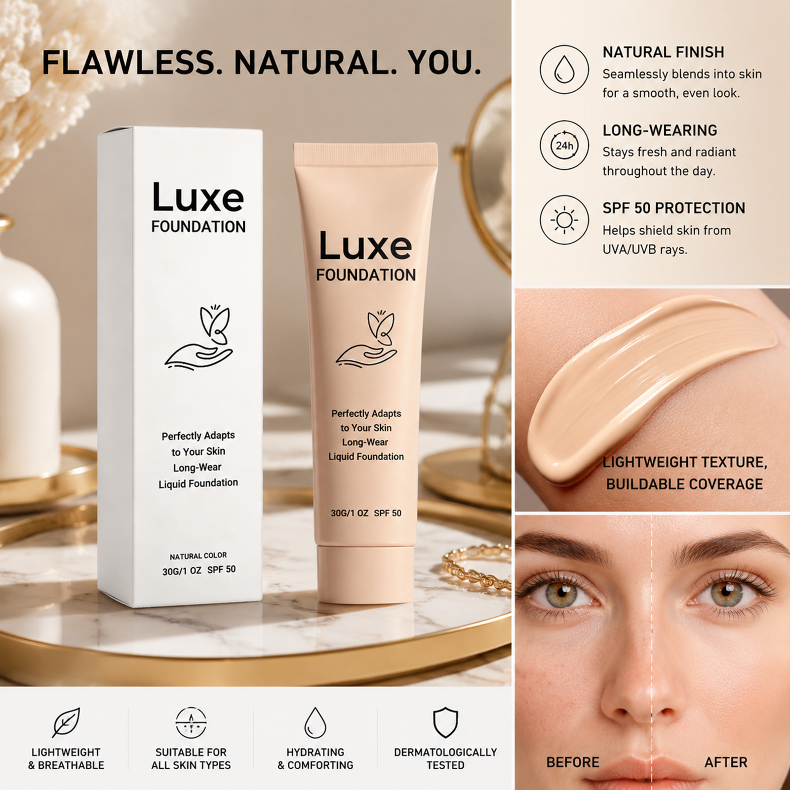 SPF50+ カラーチェンジファンデーション ロングラスティ - Beauty Makeup Cream のレビューと価格