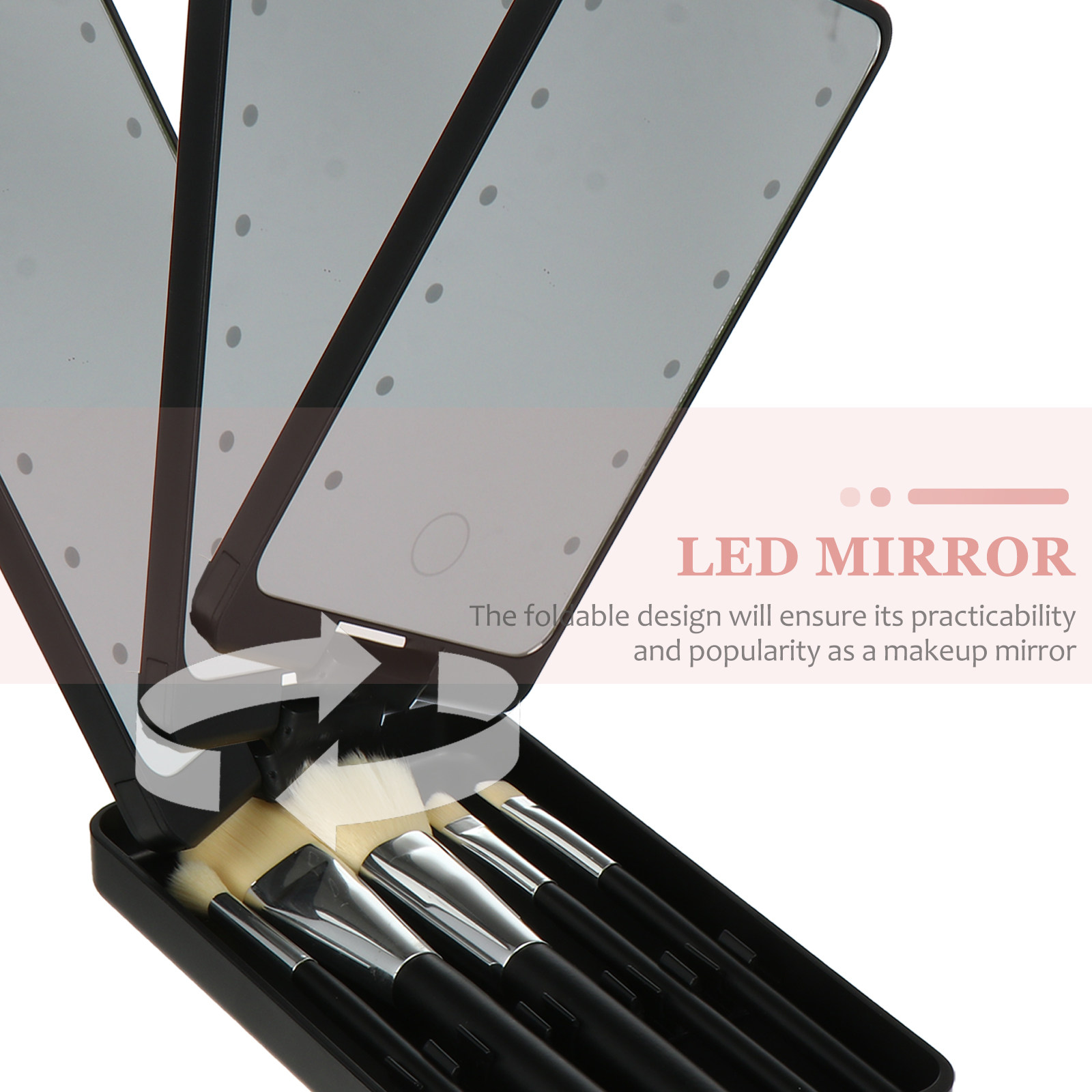 5点セット LEDメイクアップミラー。折りたたみ式で回転可能 - Beauty Makeup Vanity Set のレビューと価格