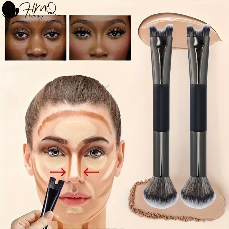 U字型デュアルヘッドメイクブラシ、ノーズコントゥアブラシセッ - Huda Beauty Makeup Brush Set のレビューと価格
