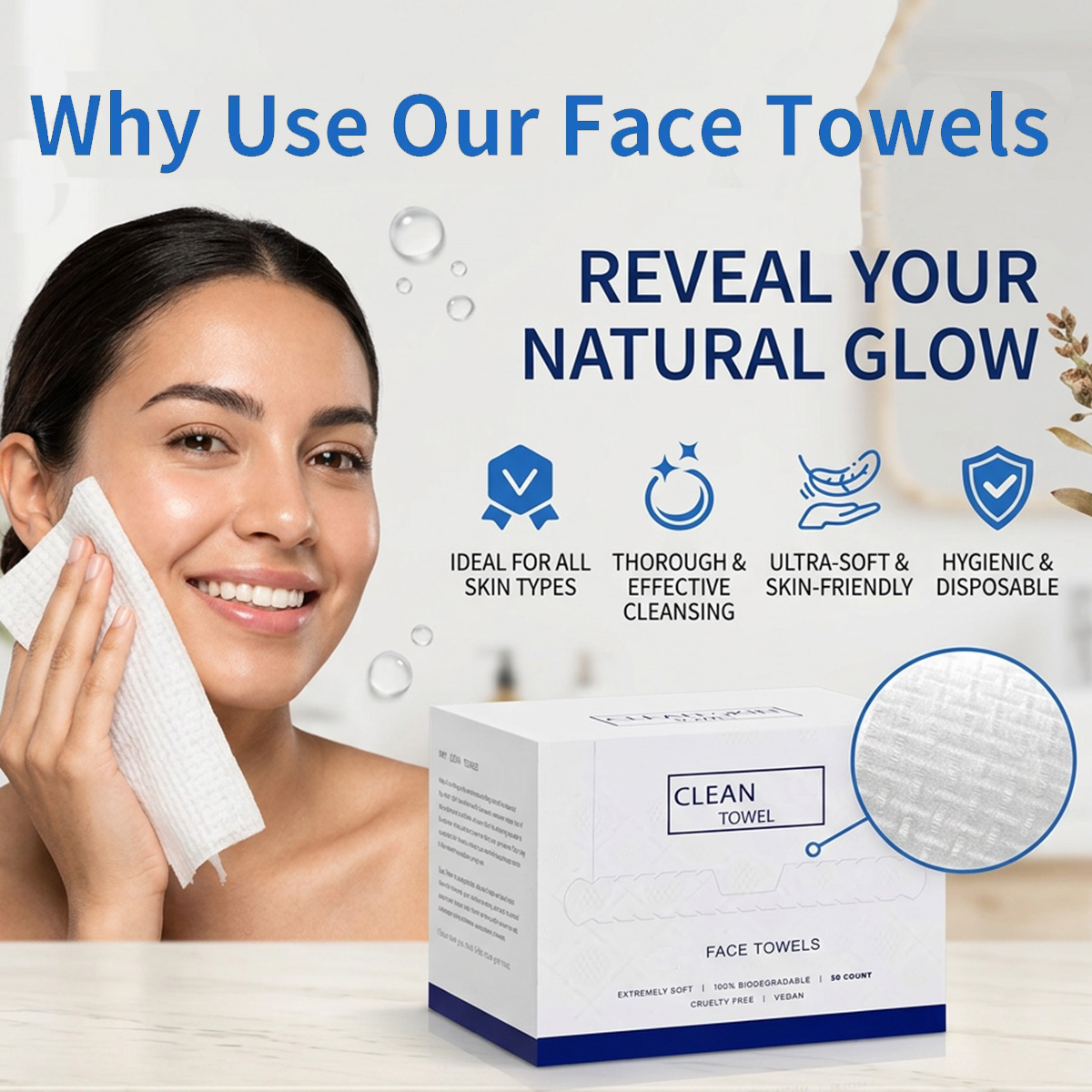 50枚入り使い捨てフェイスタオル　洗顔・メイク落とし　ドライ - Beauty Makeup Organizer のレビューと価格
