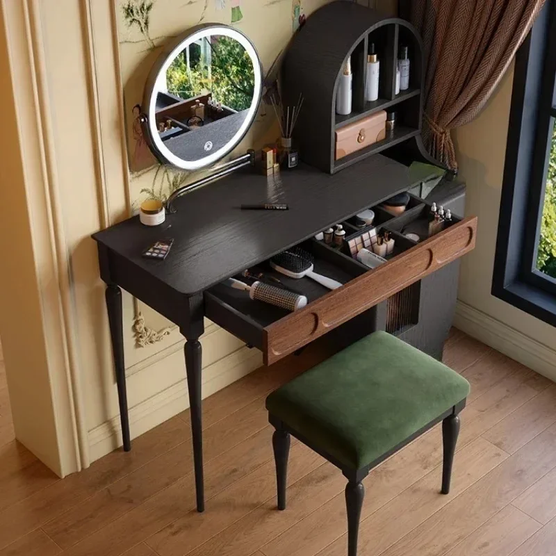 オーガナイザーブラックバニティテーブル引き出しスツール大型美 - Beauty Makeup Vanity Set のレビューと価格
