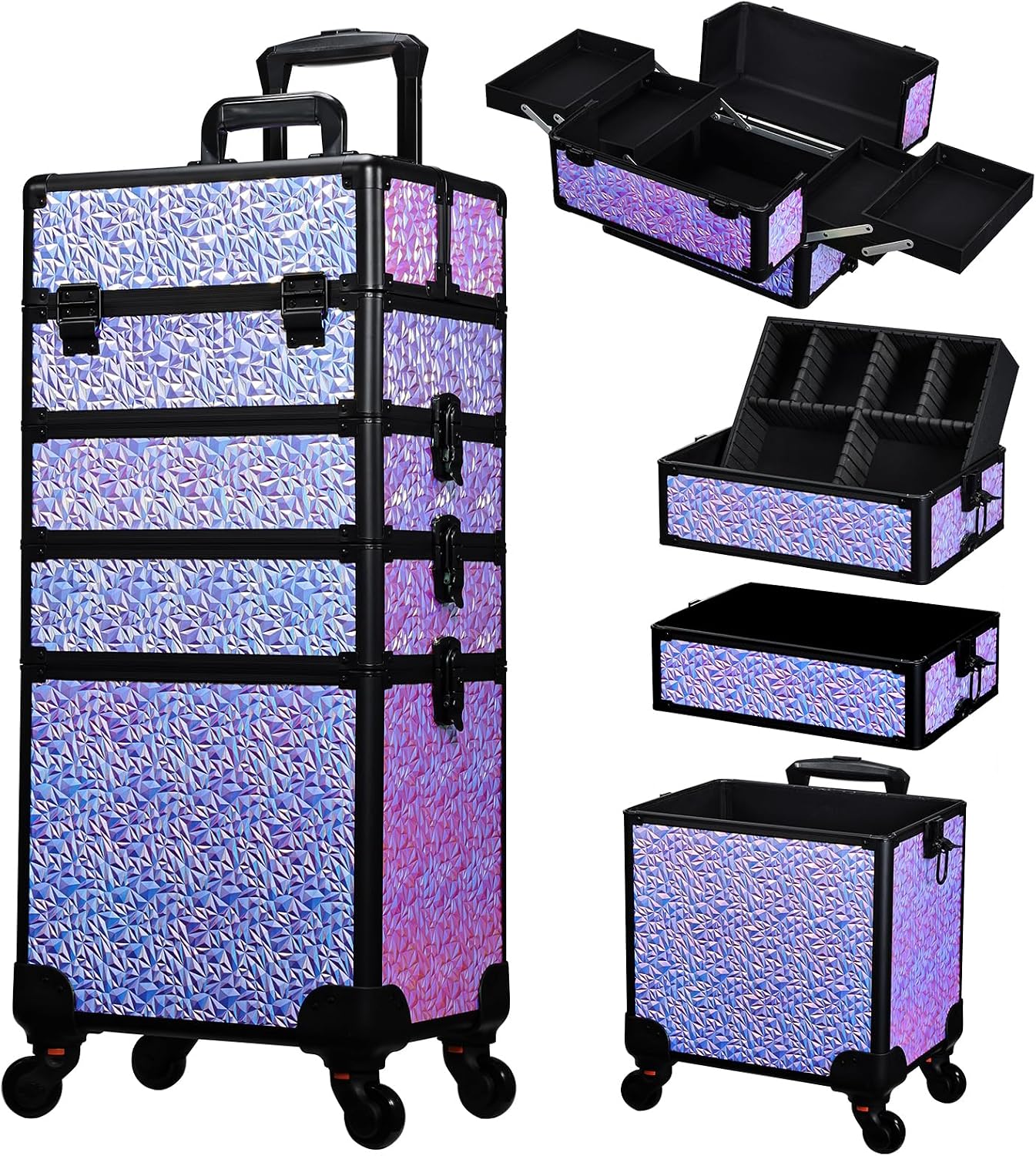 ローリングメイクアップトレインケース、引き出し付き大型コスメ - Beauty Makeup Vanity Set のレビューと価格