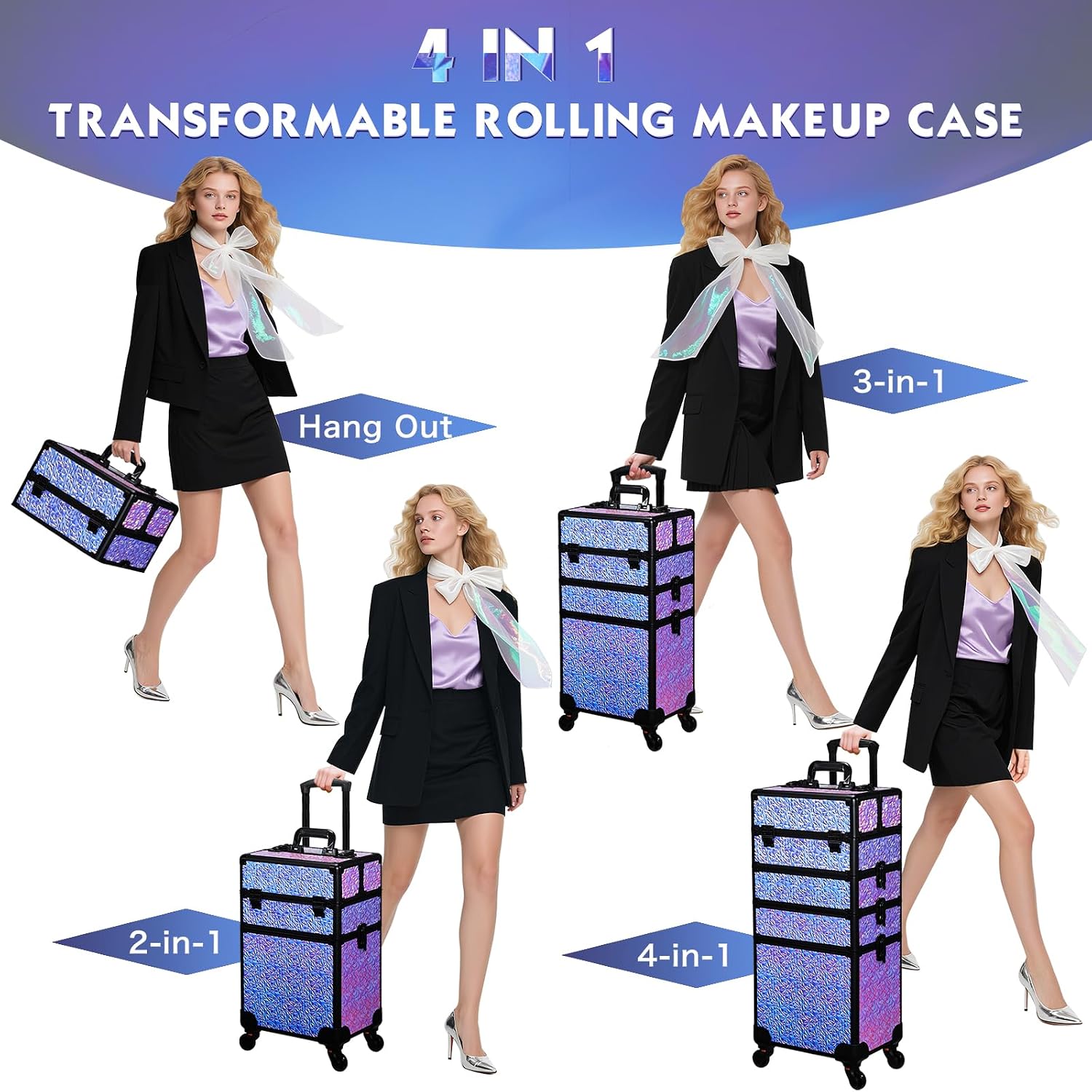 ローリングメイクアップトレインケース、引き出し付き大型コスメ - Beauty Makeup Vanity Set のレビューと価格