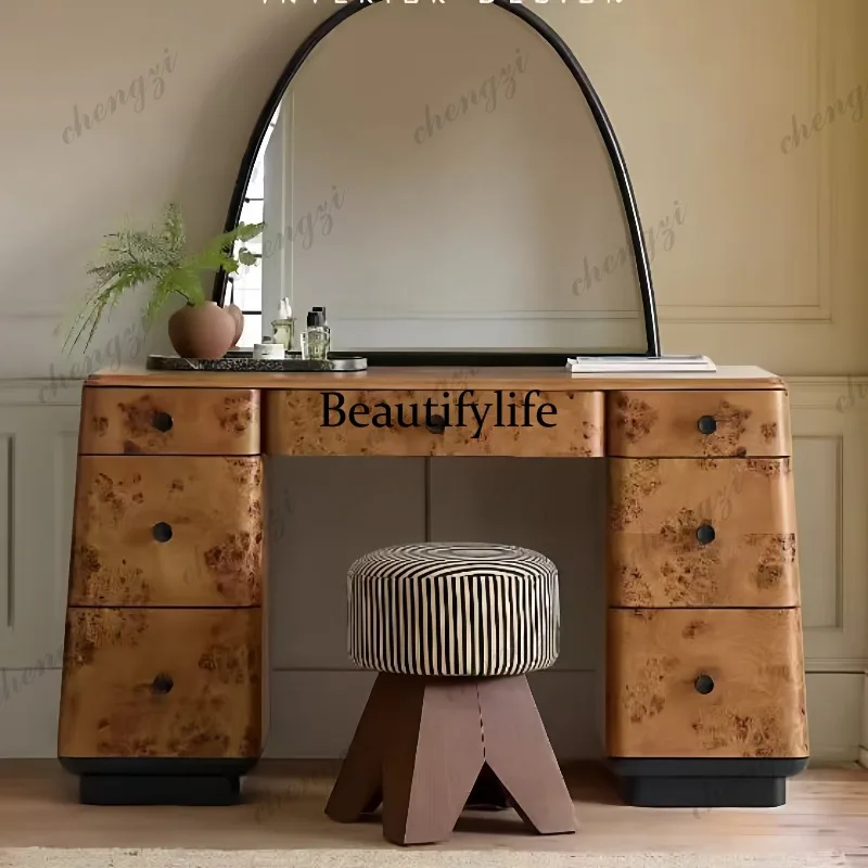 美しい中世風の無垢材樹皮風ドレッサー、多段引き出し付き、取り - Beauty Makeup Table のレビューと価格