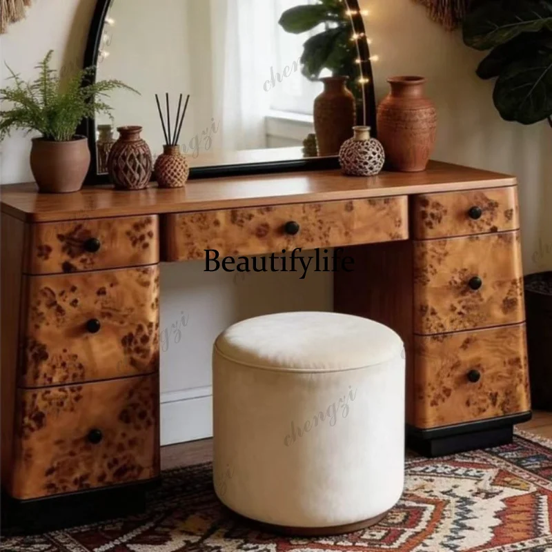 美しい中世風の無垢材樹皮風ドレッサー、多段引き出し付き、取り - Beauty Makeup Table のレビューと価格