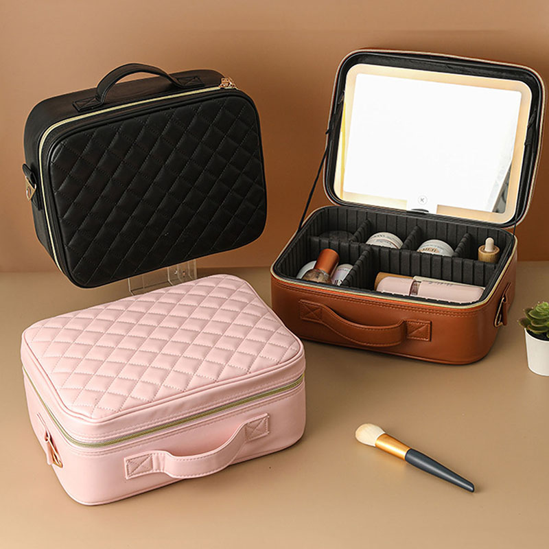 大型トラベルメイクアップバッグ（ミラー付き）、ゾーン別ビュー - Beauty Zone Makeup のレビューと価格