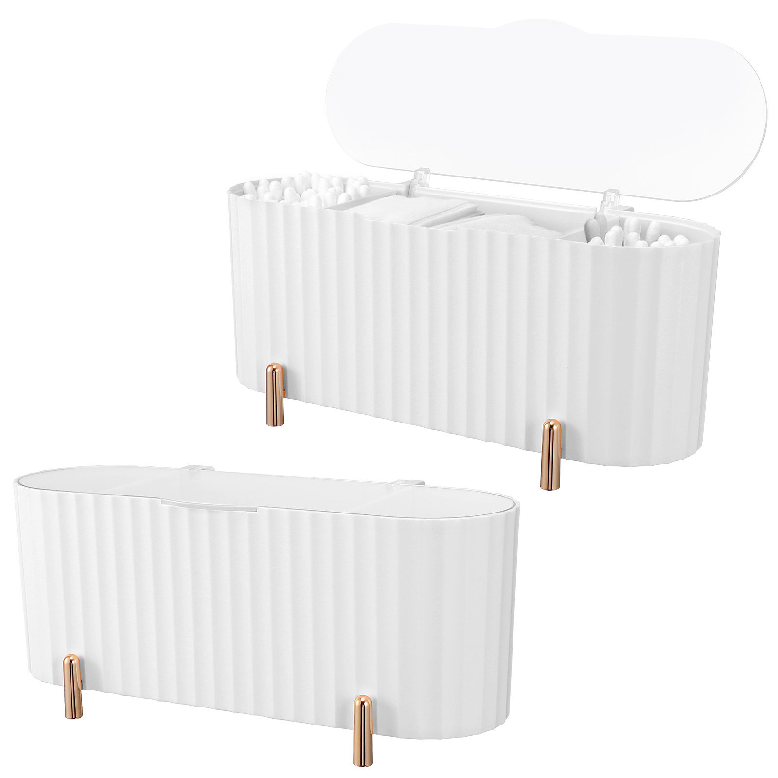2個入り収納ボックス 3グリッドメイクアップパッドオーガナイ - Beauty Makeup Organizer のレビューと価格